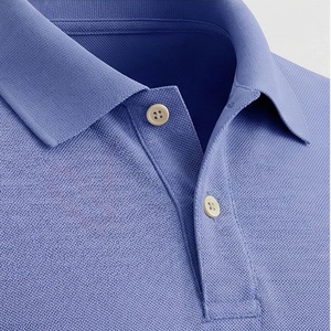 เสื้อโปโลผู้ชายสีฟ้าอ่อน แขนสั้น ผ้าปิเก้ สวมใส่สบาย ระบายอากาศได้ดี ทรงปกติ ดีไซน์ถักแบบเรียบ - Product Image 4