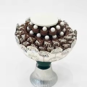 Bol à chocolat de luxe en métal noir mat sur piédestal, plat rond profond, plateau de service pour dattes arabes, coupelle à chocolat - Product Image 6