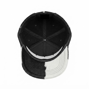 Unisex <b>Black</b> White Color Blocking Baseball Cap 6-Panel Fitted Fashion Hat Casual Four Seasons Wear - Product Image 6