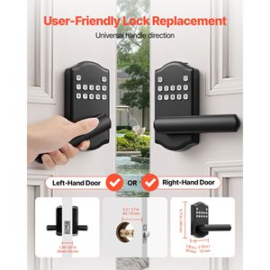 Maniglia per Serratura Elettronica Senza Chiave Personalizzabile con Blocco Automatico e Tastierino Codificato dall'Utente per Porte in Legno - Product Image 3