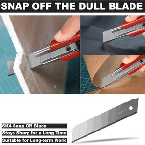 Couteau utilitaire robuste de 25 mm à verrouillage automatique, coupe-boîte rétractable avec 2 lames de rechange rapides et aiguisées KN HT0080 - Product Image 3