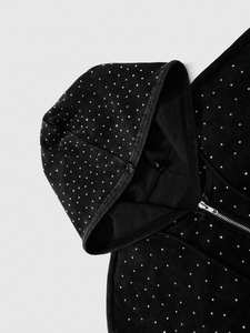 All Over <b>Rhinestone</b> Zip Up Hoodies Sparkle Crystal Studded Oversized Fit Streetwear Fleece Custom Logo Cotton <b>Jacket</b> for Men - Product Image 5