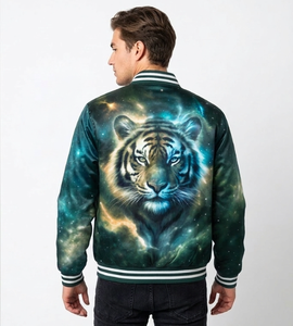 Blouson Bomber en Satin Violet pour Homme, Blouson Varsity Sublimé, Fermeture Éclair Hiver, Manches Classiques, Logo Personnalisé sur le Devant - Product Image 5