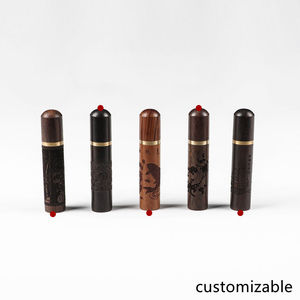 Tube de rangement pour aiguilles rond de 20 cm en bois d'acajou épais, pratique, simple et écologique, étui portable pour couture et broderie - Product Image 5