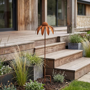 Décoration de jardin rustique en métal en forme de fleur, sculpture d'art extérieure légère et personnalisable (couleur et taille) pour pelouse, jardin, patio - Product Image 4