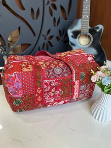 Large Cotton Travel <b>Bag</b> Handmade Quilted Fabric Duffle <b>Bag</b> Block Printed <b>Overnight</b> <b>Bags</b> Hand Luggage <b>Bags</b> for Women - Product Image 3