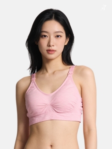 Sujetador deportivo de lactancia Bmama Peach Cotton, sujetador inalámbrico para maternidad y lactancia, acolchado extraíble sin costuras BR2105 - Product Image 1