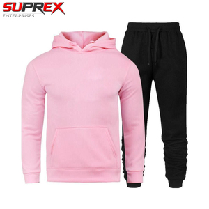 Ensemble de survêtements de sport deux pièces personnalisables en polyester respirant de haute qualité avec capuche et cordon de serrage unisexe pour l'hiver - Product Image 5