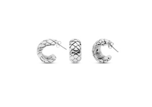 Boucles d'oreilles créoles à motif écaille de pierre - Product Image 1