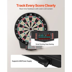 Cible de fléchettes électronique de 15,5 pouces avec 43 jeux et plus de 320 variations pour 8 joueurs, incluant 6 tiges de fléchettes et des ailettes - Product Image 4