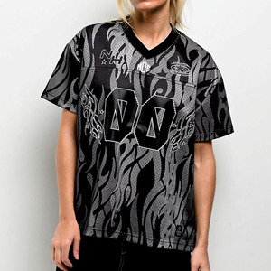 Maillot de football américain personnalisé pour femme en mesh, style streetwear oversize, avec graphisme par sublimation, chemise de sport, fournisseur en gros OEM sous marque privée - Product Image 1