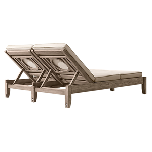 Chaise longue double pliable d'extérieur en teck massif de qualité supérieure, pour patio, jardin, piscine, personnalisable - Product Image 5
