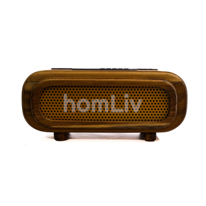 Radio Portátil de Estilo Retro, Altavoz Bluetooth de Madera de Teca Natural con Batería, Carcasa Frontal Perforada, Reproductor de Audio de Escritorio - Product Image 2