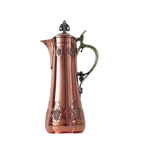 Premium Look Embossed Design Eco-Friendly Dishwasher Safe Non-Toxic 1L with Lid Pure Copper Antique Tea <b>Kettle</b> - Product Image 1
