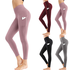Sportswear Fashion Plus Size High-Waisted Waist Trainer Yoga Pants Workout <b>Leggings</b> <b>Pockets</b> Spandex/Nylon Quick Dry Embroidery - Product Image 3