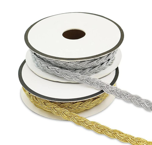 Ruban tressé en polyester métallisé or et argent de qualité supérieure, 3 yards, largeur 8 mm, pour couture et bordure - Product Image 1