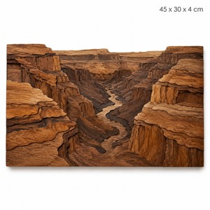Art mural artisanal en bois de manguier Grand Canyon - Teinture noyer 45x30cm Vente en gros - Product Image 1