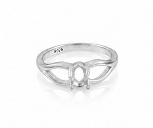 Solid 925 Sterling Silver 4x6mm Oval 4 Prong Pre Notched Semi Mount <b>Ring</b> <b>Blank</b> DIY Gemstone Setting <b>Ring</b> DIY Good Jewelry - Product Image 1
