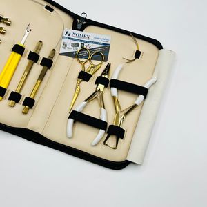 Kit Profesional de Herramientas para Extensiones de Cabello con Microperlas y Tramas de Acero Inoxidable Chapado en Oro, con Estuche Color Nude e Impresión de Logotipo Personalizado - Product Image 2