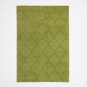 Tapis décoratif DECORDEC en laine vert olive, motif quadrifoliaire, antidérapant, écologique, pour salon, hôtel, villa - Product Image 1