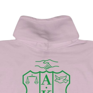 Sudadera con Capucha AKA Crest de Renombre Mundial, Bordado Rosa Claro y Verde, Sudadera con Capucha Personalizada, Ropa Griega - Product Image 3