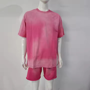 T-shirt surdimensionné à col en V délavé personnalisé, imprimé sérigraphié, effet vieilli, pour homme, 100 % coton, respirant, anti-plis, écologique - Product Image 1