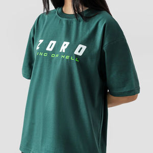 T-shirt Zoro en jersey tricoté polyester/coton délavé à l'acide, coupe ample, col en V, couleur unie, décontracté, grammage lourd, qualité supérieure, design vierge - Product Image 6