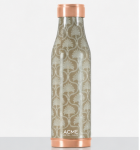 Luxury Printed Copper Water <b>Bottle</b> Vintage Pattern Pure Copper Leak Proof Eco Friendly <b>Flask</b> Ideal For Home Office And Travel - Product Image 1
