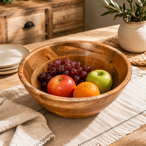 Handcrafted <b>Large</b> <b>Wooden</b> Serving <b>Bowl</b> | Natural Wood Salad <b>Bowl</b> | Rustic Fruit & Decorative <b>Bowl</b> for Home Dining - Product Image 6