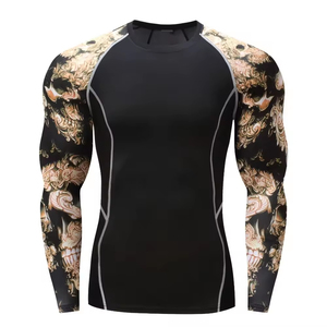 Camiseta de Compresión de Manga Larga Unisex para MMA y BJJ, con Estampado de Calavera, de Secado Rápido, Transpirable, para Entrenamiento en el Gimnasio, con Logotipo Personalizado - Product Image 1