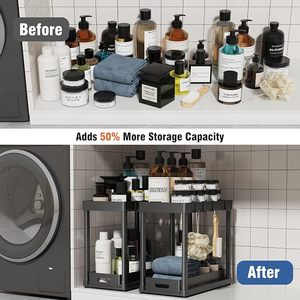 Estante Metálico de 2 Niveles para Macetas, Organizador de Almacenamiento con Cajones Desmontables, 15x8x12.8 pulgadas, Estante para Gabinete de Cocina Resistente a la Oxidación - Product Image 2