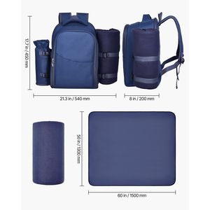 Zaino da Picnic Isolato per 2 Persone con Portabottiglie Staccabile e Scomparto Refrigerante - Product Image 4