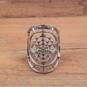 SHYAM JEWELRS 925 <b>Sterling</b> <b>Silver</b> Luxury Unisex Meander Pattern Etched Wrap <b>Ring</b> Handmade <b>Adjustable</b> Double Band Finger Splint - Product Image 1