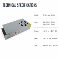 Alimentation industrielle à découpage AC-DC/DC-DC 24W-600W 5V 12V 24V 5A, entrée 90-240V, haute efficacité 95%, protection contre les courts-circuits