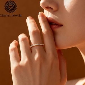 Charm Jewells Bague de fiançailles pour femme en argent plaqué or rose avec moissanite taille coussin, sertissage à griffes classique, certifiée IGI 3 - Product Image 6