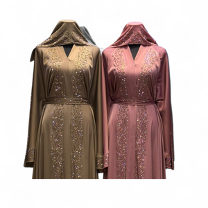 Abaya Modeste de Dubaï en Gros, Perlée et Pailletée, à Manches Longues, Traditionnelle Musulmane, Faite à la Main, pour Mariage, en Polyester, Printemps-Automne - Product Image 5