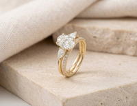 Bague de fiançailles à trois pierres en diamant ovale cultivé en laboratoire certifié IGI de 2,5 carats, or 14 carats, E-F VVS-VS, diamant ovale latéral, bague de mariée
