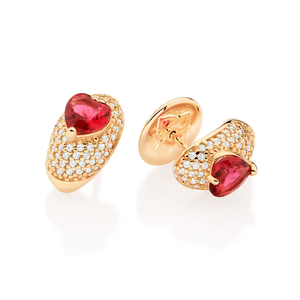 Heart Shape <b>Crystal</b> <b>Stud</b> <b>Earrings</b> 18K Solid Gold Plated Micro Pave Women's Romantic Jewelry Gift Occasion - Product Image 1