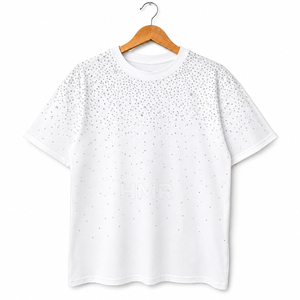 T-shirt de luxe HMR Brotherhood pour homme avec strass, blanc, décontracté, streetwear, manches courtes, en coton, imprimé, vente en gros OEM - Product Image 5