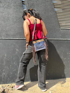 New Arrival Fringe Transparent Clear Bag Stylish Hand Tooled Carving Leather Clutch Zipper Closure <b>Large</b> Capacity Eco-Friendly - Product Image 2