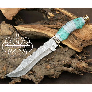 High Quality Damascus Steel Hunting Knife – Full Tang Tactical Outdoor Survival Knife with Luxury Resin & Wood Handle – Sharp - Product Image 5