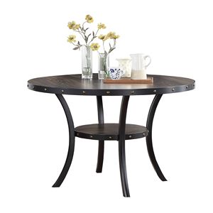 Modern Classic <b>Dining</b> Room Set Natural Wood <b>Dining</b> <b>Table</b> with 4 Tufted Side Chairs Charcoal Fabric Roll Back <b>Top</b> Chair - Product Image 6