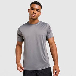 <b>Mens</b> Solid Grey Athletic Sport Quick Dry Short Sleeve T-<b>Shirt</b> Custom Logo OEM ODM Wholesale Apparel - Product Image 5