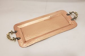 Bandeja de Servir Minimalista de Cobre, Plato Rectangular de Metal, Asas Decorativas Doradas de Estilo Barroco, Plato Decorativo Dorado Tallado Antiguo - Product Image 4