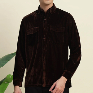เสื้อเชิ้ตกำมะหยี่ผู้ชาย ดีไซน์หรูหรา สัมผัสนุ่มสบาย แฟชั่นทันสมัย แขนยาว - Product Image 1