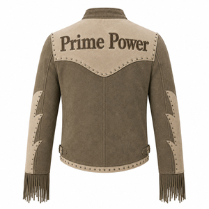 2026 Latest Design Men's <b>Fringe</b> Motorbike <b>Jacket</b> Studded Zip Up Leather Look Biker Coat Custom Logo Riding Outerwear - Product Image 2