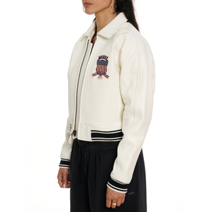 Veste de baseball en cuir respirant brodée de haute qualité pour femmes Avirex, couleur entièrement personnalisable, coupe-vent, écologique, séchage rapide - Product Image 5