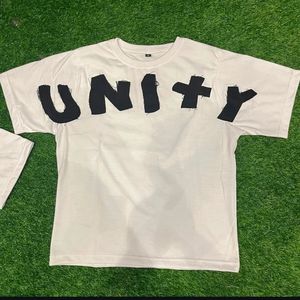 Pull-over oversize unisexe poids lourd T-Shirt Sand Wash Distress Saint Tears Design Short Vintage Print Casual ODM Style pour hommes - Product Image 1