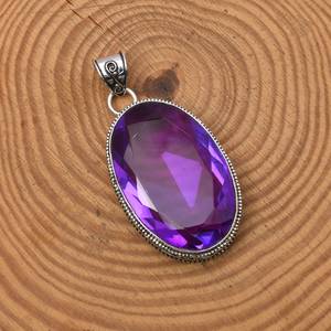 NIKHIL GEMS Pendentif en Améthyste Naturelle Grande Taille, Chaîne en Argent Sterling 925 Plaqué Or/Argent, Fait Main, Style Vintage, Pendentif de Troisième Partie - Product Image 6