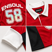 Maillot de football personnalisé à col, T-shirts d'entraînement en mesh à manches courtes imprimés pour hommes, Fabricant de vêtements OEM